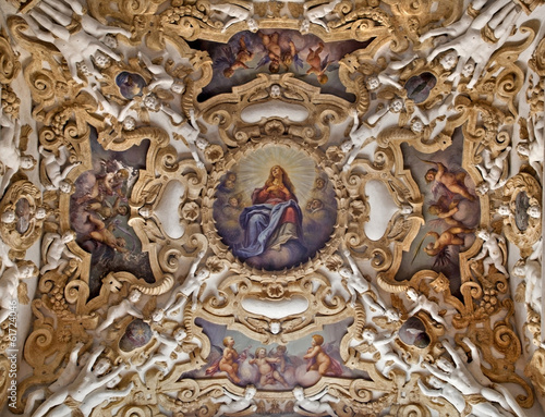 Palermo - Detail from ceiling in church La chiesa del Gesu