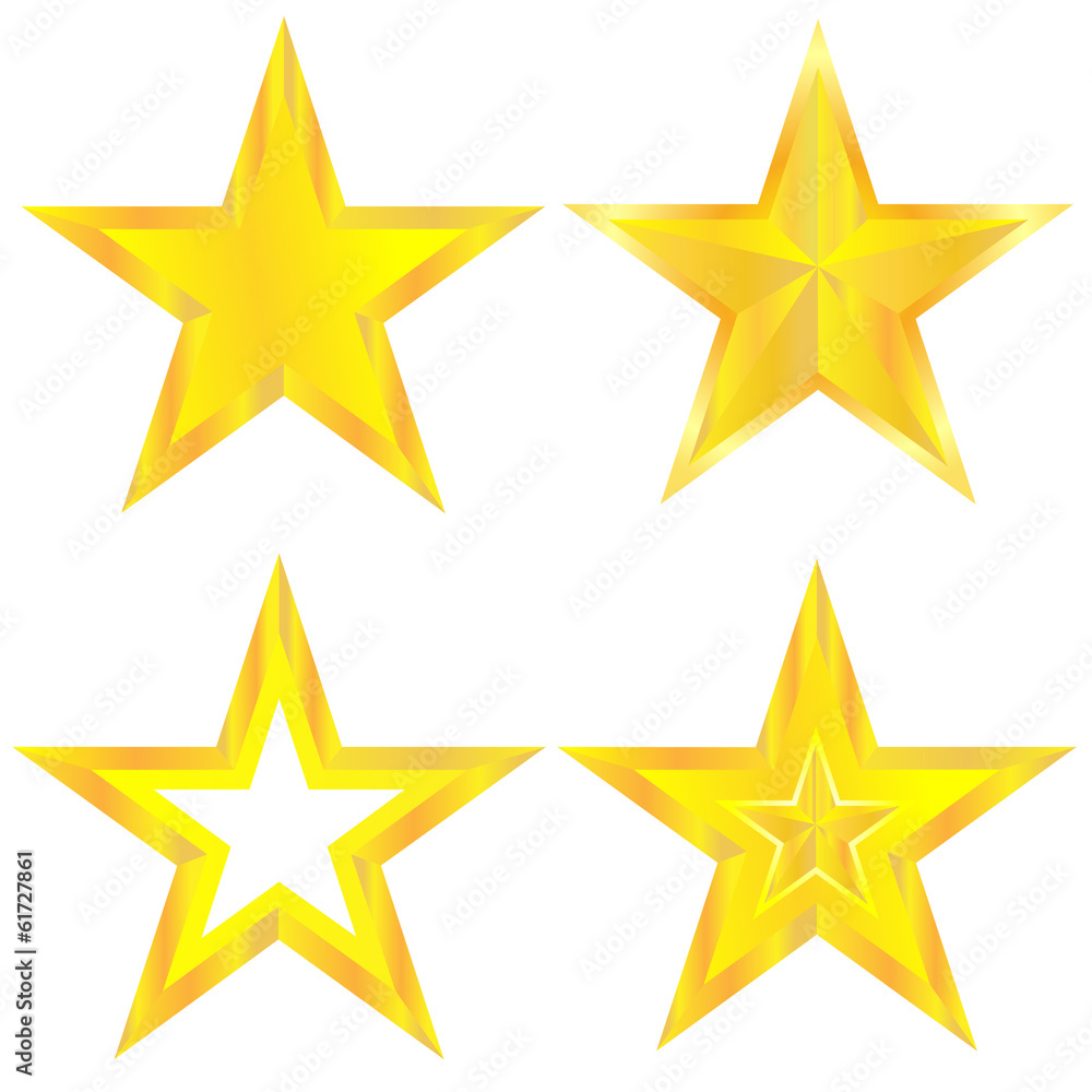 Golden stars set on the white background. Vector. Golden stars set on the white background. Vector.