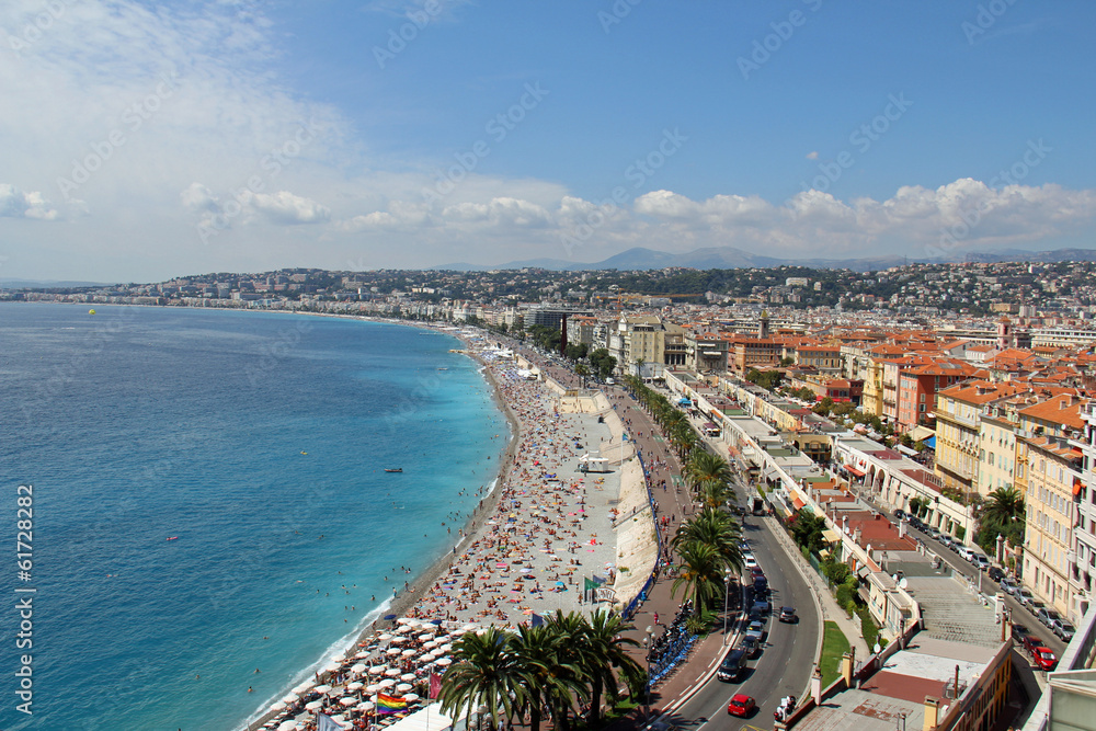 Plage de Nice, promenade des anglais (France, côte d'Azur)