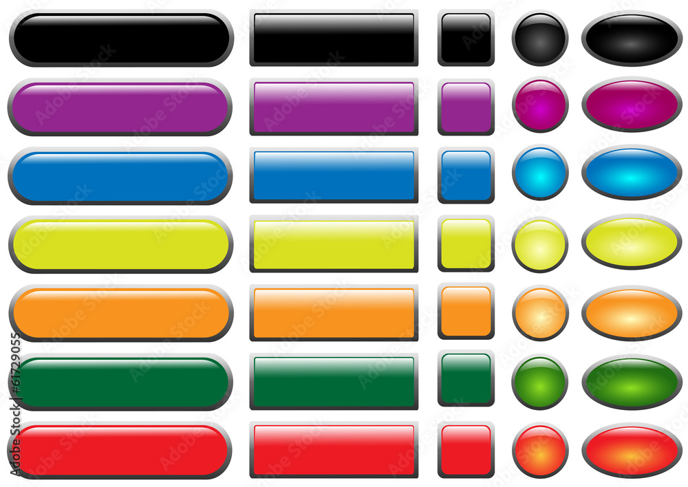Set of colored web buttons. Vector.
