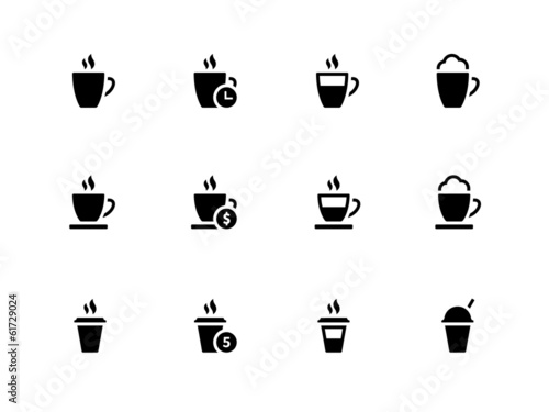 Coffee cup and Tea mug icons on white background.