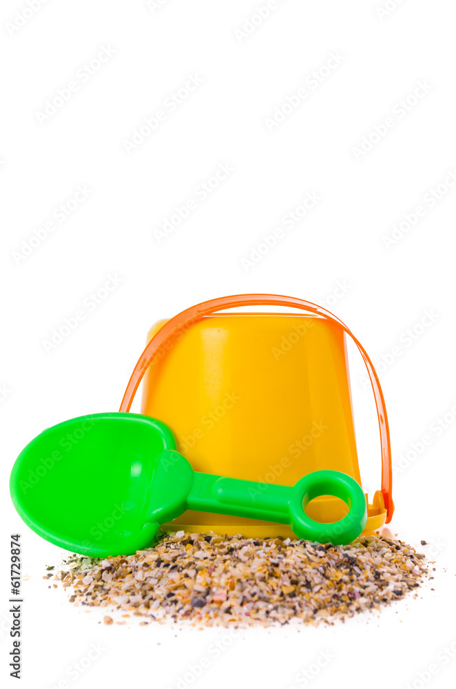 children's beach toys and sand isolated on white children's beach toys and sand isolated on white