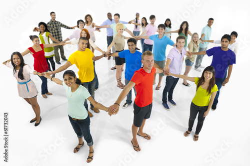 Large Group of Multi-Ethnic Young People Connecting Together
