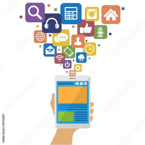 Wallpaper Mural Smartphone with social media icons Torontodigital.ca