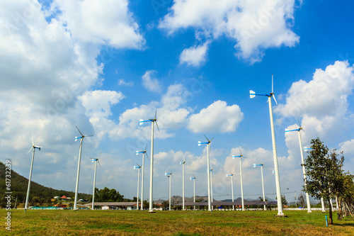 Wind turbines generating electricity photo