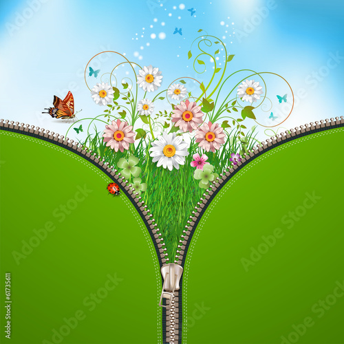 Fototapeta Naklejka Na Ścianę i Meble -  Nature background with zipper