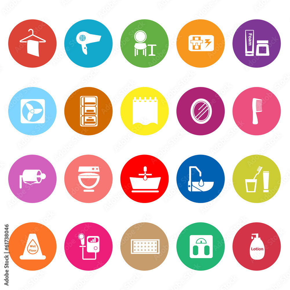 Bathroom flat icons on white background Bathroom flat icons on white background