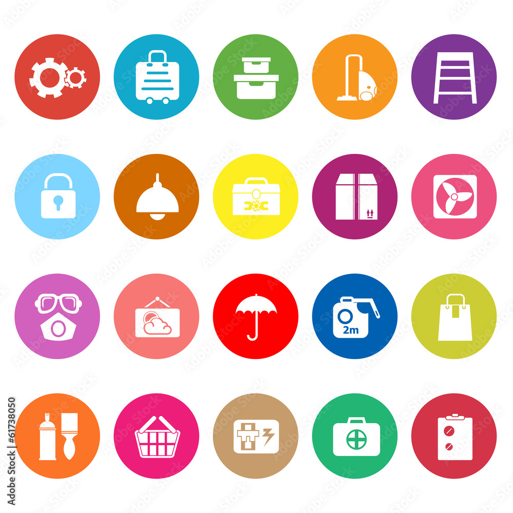 Home storage flat icons on white background Home storage flat icons on white background