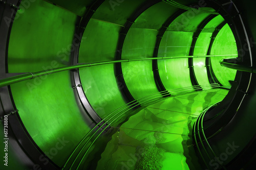 Abstract green underground industrial sewerage tunnel interior photo