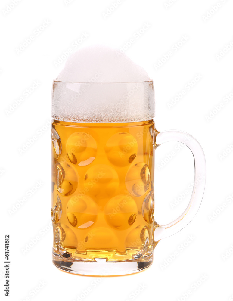 Big mug with gold beer. Big mug with gold beer.