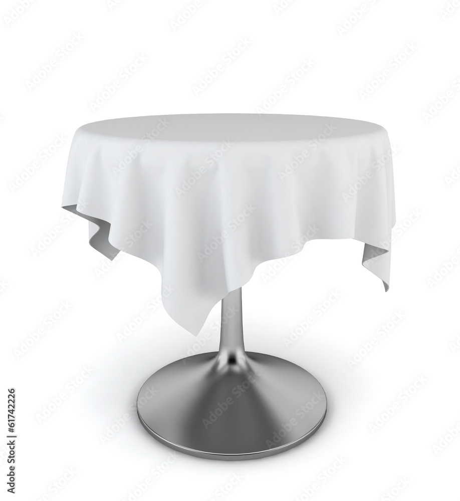 Modern table with tablecloth on it Modern table with tablecloth on it