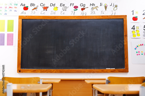 Empty elementary classroom