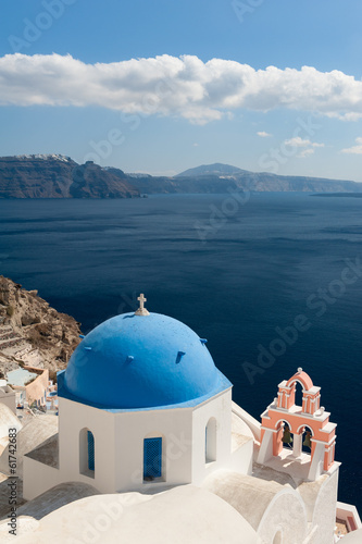 Church Dome and Bell Tower in Oia Santorini