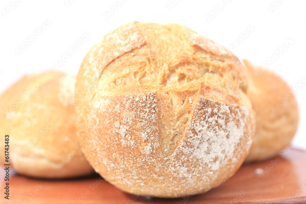 fresh bread on wood background