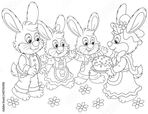 Bunnies with an Easter cake