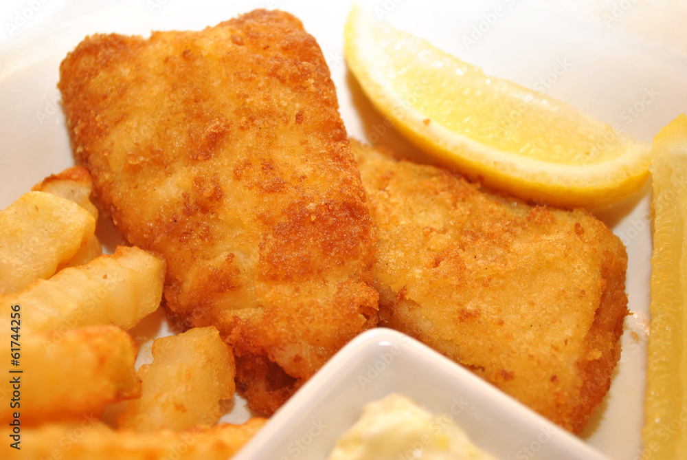 Fish and Chips with Lemon Wedges Fish and Chips with Lemon Wedges