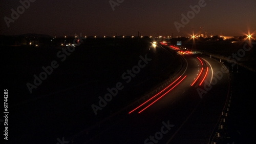Highway cars at sunset time lapse