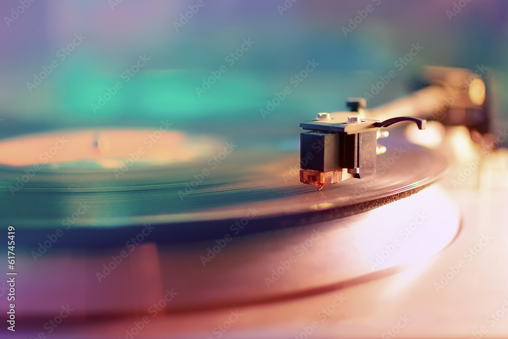 Vintage record player - obrazy, fototapety, plakaty 