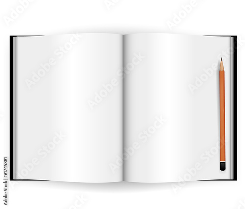 Note book with pencil.