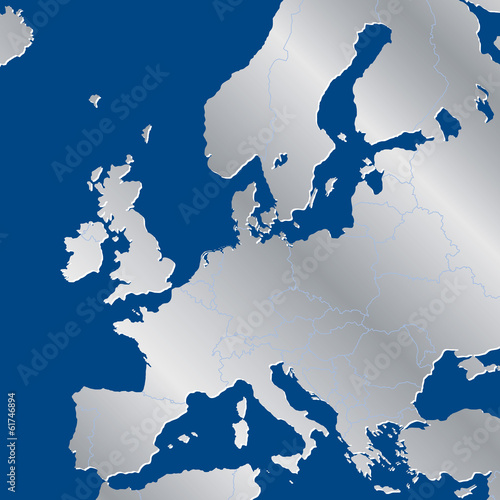 Europa Karte metallic dunkelblau
