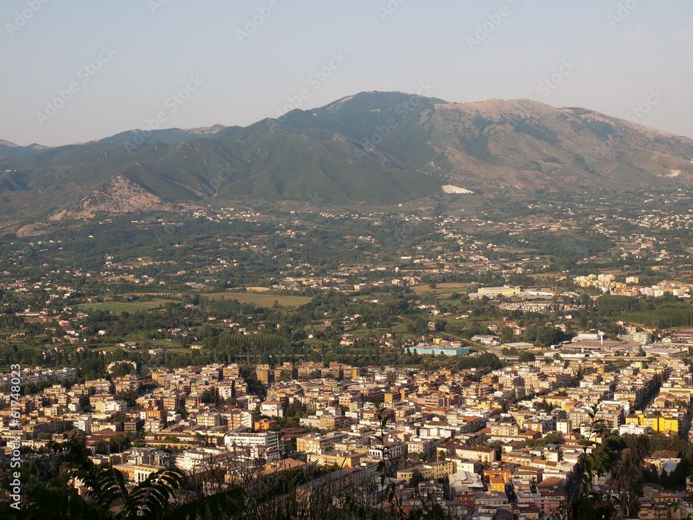 View from Montecassino to Cassino in Italy