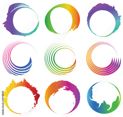 Set of abstract colorful round spiral with free space.