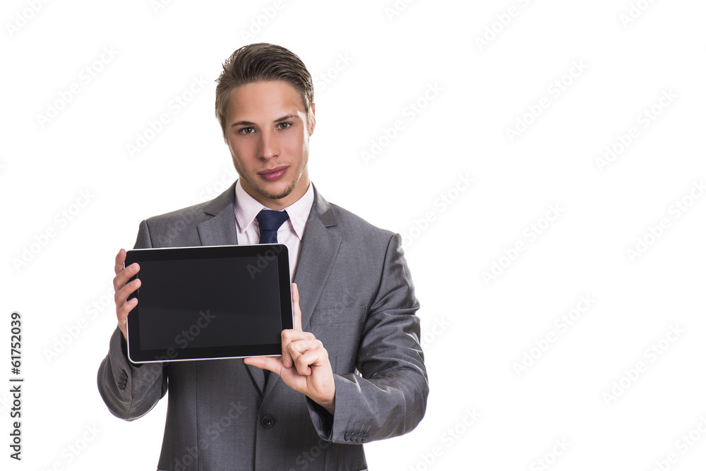 Business man working on digital tablet