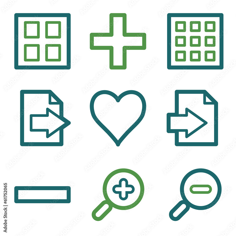 Image viewer web icons, green line set Image viewer web icons, green line set