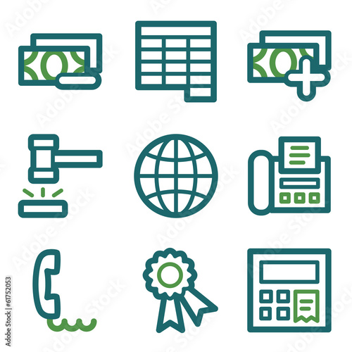 Finance web icons, green line set