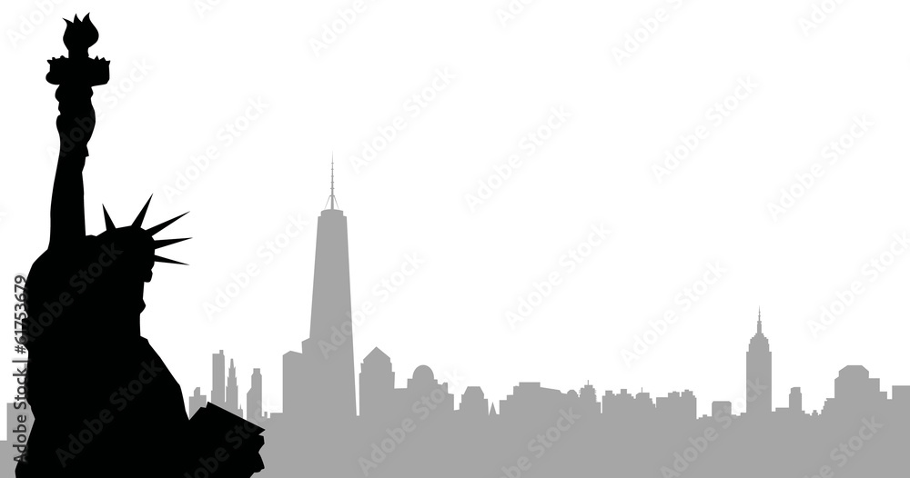 Fototapeta premium Statue of Liberty & New Yourk-Vector