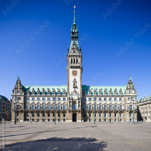 Front view of the famous town hall in Hamburg, Germany photo