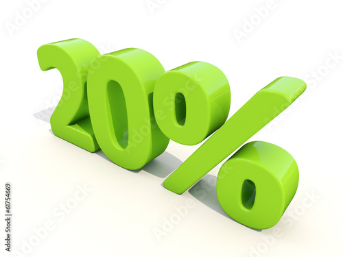 20% percentage rate icon on a white background