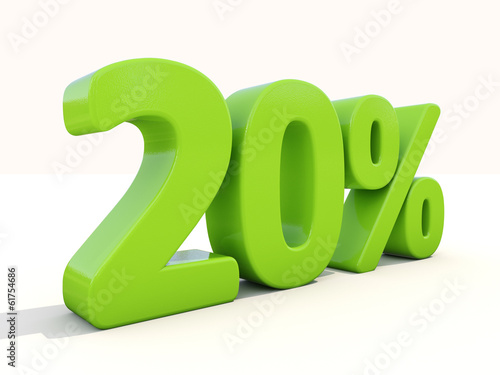 20% percentage rate icon on a white background