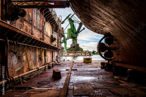 Obraz na płótnie On the dry dock in shipyard Gdansk, Poland. w salonie