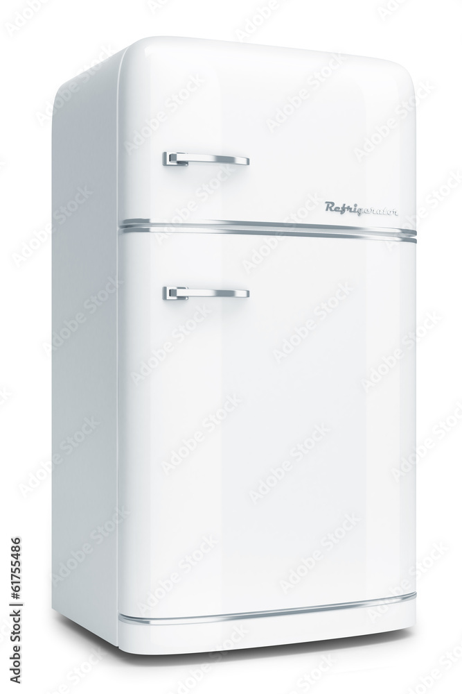 Retro refrigerator isolated on white background Retro refrigerator isolated on white background