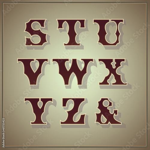 Vector set of letters in the old vintage style (part 3)