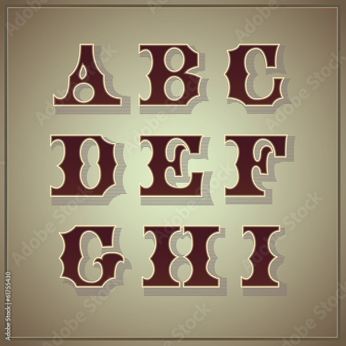 Vector set of letters in the old vintage style (part 1)