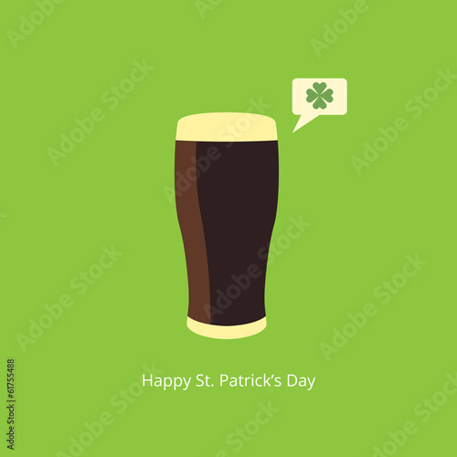 Beer with speach bubble. Saint Patricks Day greeting card photo