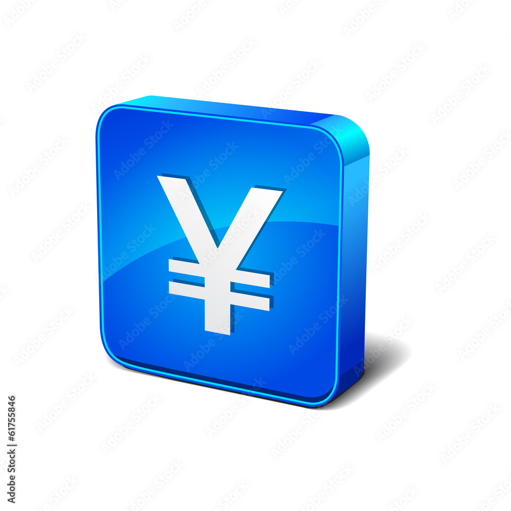 Fototapeta premium Yen 3d Round Corner Blue Vector Icon Button