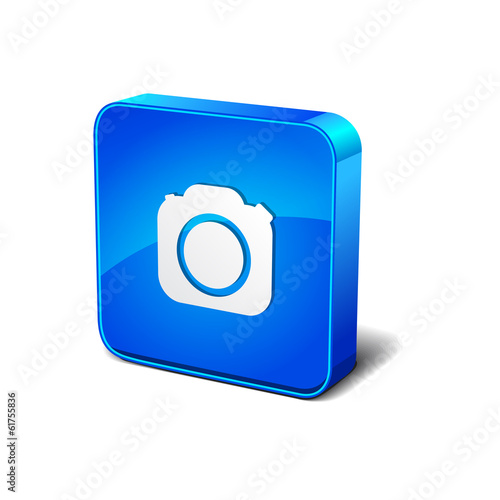 Camera 3d Round Corner Blue Vector Icon Button