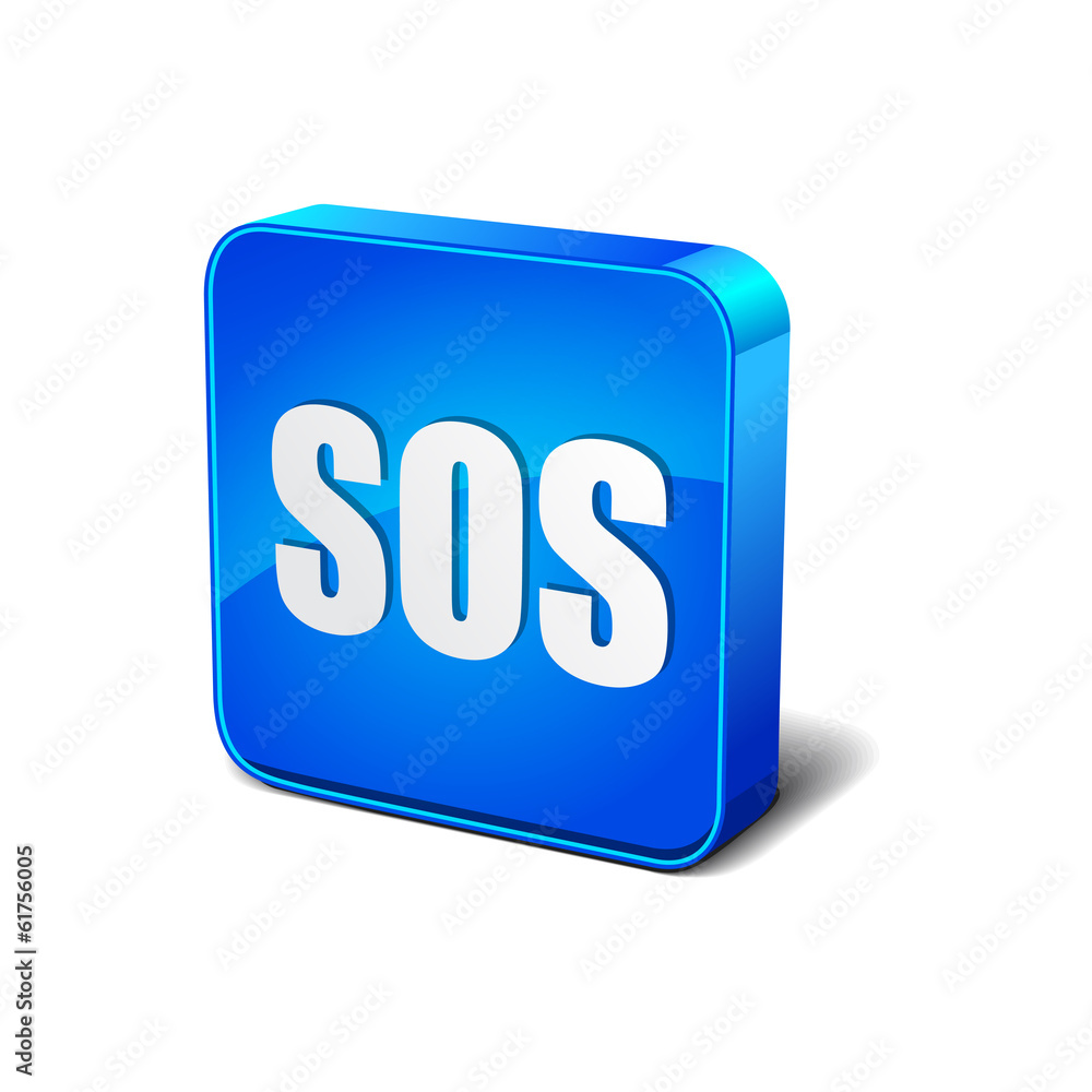 SOS 3d Round Corner Blue Vector Icon Button SOS 3d Round Corner Blue Vector Icon Button