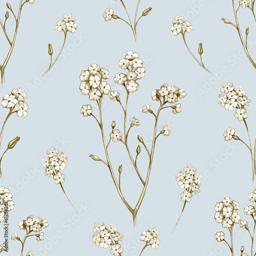 Forget me not flower drawings. Seamless pattern