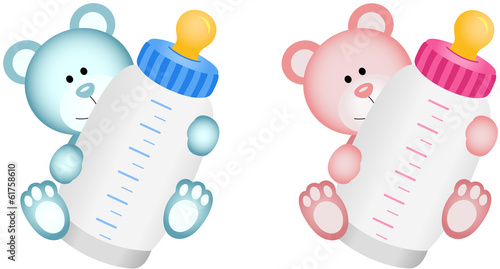 Lovely Baby Teddy Bear with Baby Bottle
