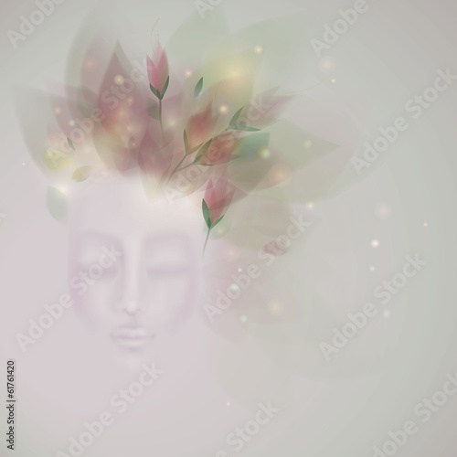 Sleeping beauty / Surreal illustration of Spring like Woman © Muamu