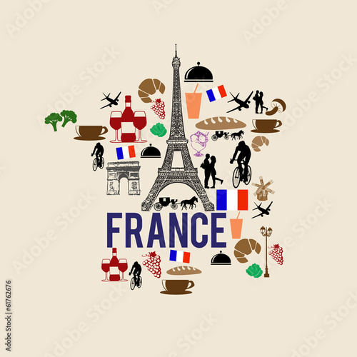 France landmark map silhouette icon