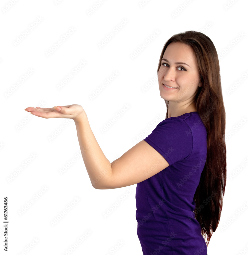 woman holding blank copy space woman holding blank copy space