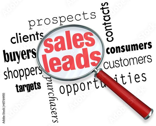 Sales Leads Magnifying Glass Looking Searching Customers Prospec