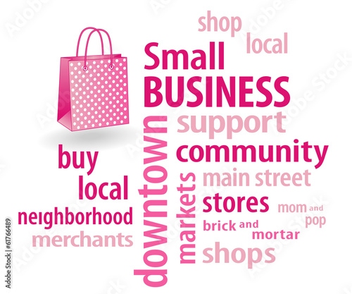 Small Business, bag, shop local neighborhood stores, word cloud