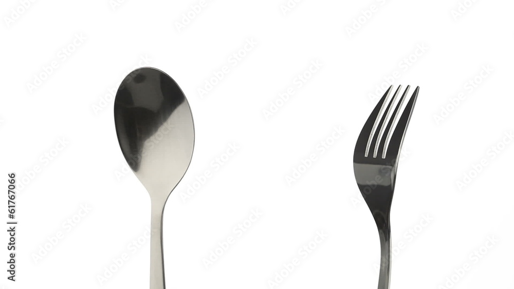 Rotating fork and spoon, loop-ready, HD 1080p Rotating fork and spoon, loop-ready, HD 1080p