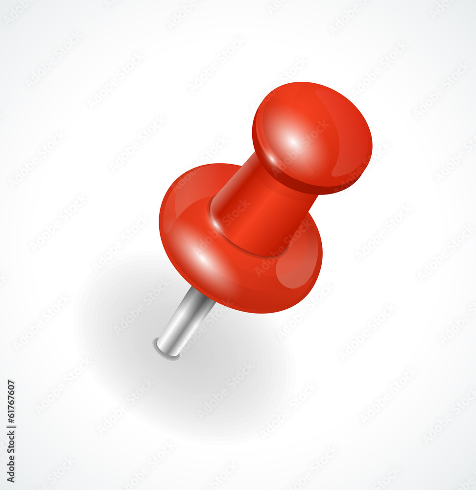 Vector red pushpin on white background Vector red pushpin on white background